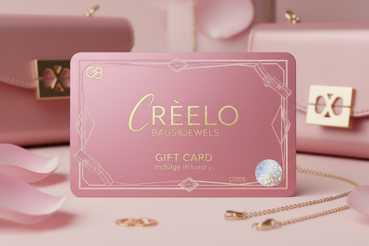 gift card rosa con scritto crèelo bags&jewels